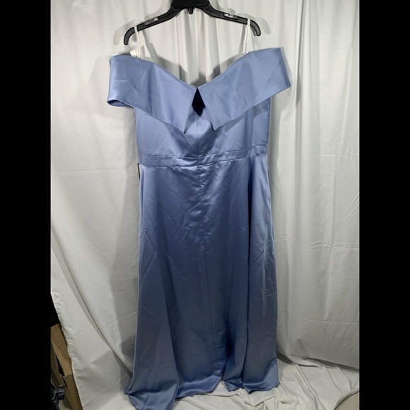 NWT $299 XSCAPE Satin Off Shoulder Ball Gown in Sky Blue [PLUS SZ 18W ]‎ - Picture 9 of 12